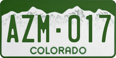 CO license plate AZM017