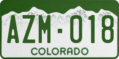 CO license plate AZM018