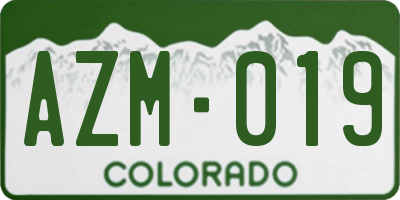 CO license plate AZM019