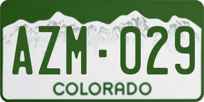 CO license plate AZM029