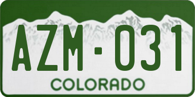 CO license plate AZM031