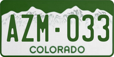 CO license plate AZM033