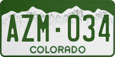 CO license plate AZM034