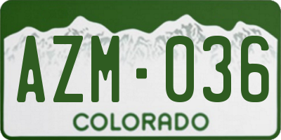 CO license plate AZM036