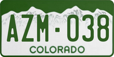 CO license plate AZM038