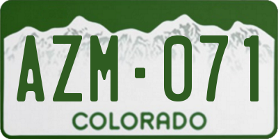 CO license plate AZM071