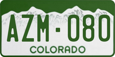 CO license plate AZM080