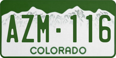 CO license plate AZM116