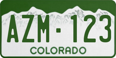 CO license plate AZM123