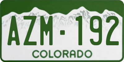 CO license plate AZM192
