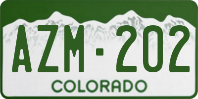 CO license plate AZM202