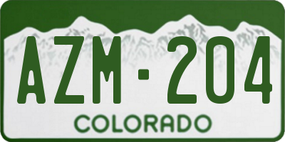 CO license plate AZM204