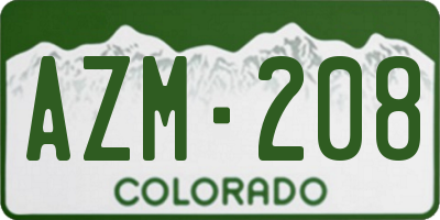 CO license plate AZM208