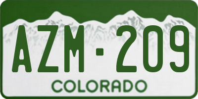 CO license plate AZM209