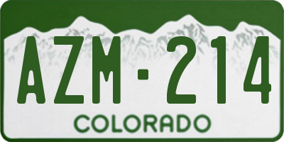 CO license plate AZM214