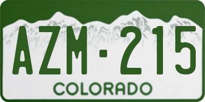 CO license plate AZM215