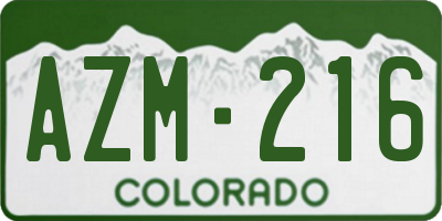 CO license plate AZM216