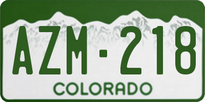 CO license plate AZM218