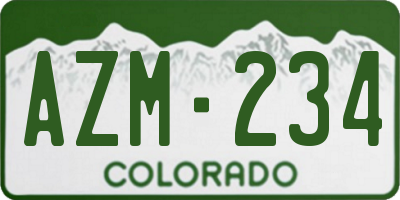 CO license plate AZM234