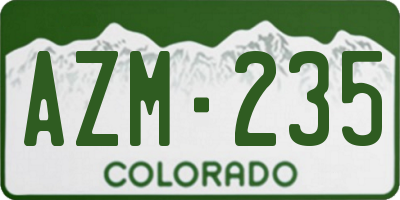 CO license plate AZM235
