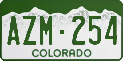 CO license plate AZM254