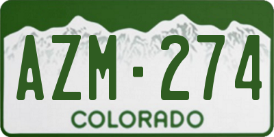 CO license plate AZM274