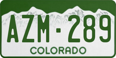 CO license plate AZM289