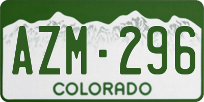 CO license plate AZM296