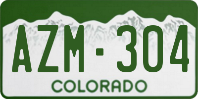 CO license plate AZM304