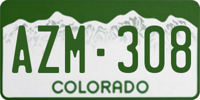 CO license plate AZM308