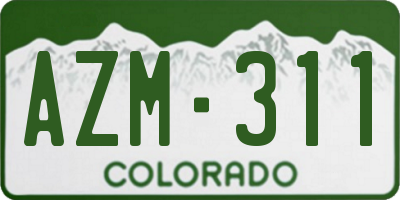 CO license plate AZM311