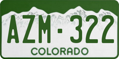 CO license plate AZM322