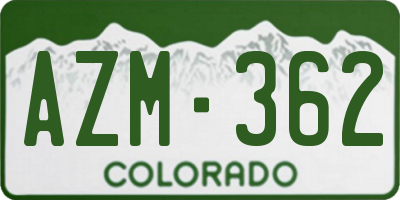 CO license plate AZM362