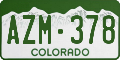 CO license plate AZM378