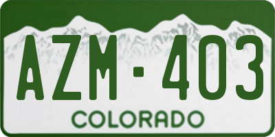 CO license plate AZM403