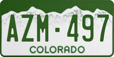 CO license plate AZM497