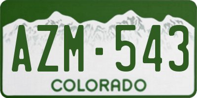 CO license plate AZM543