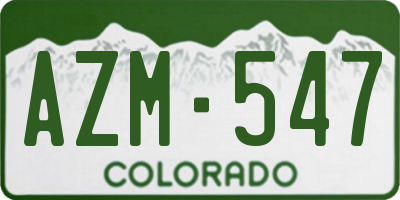 CO license plate AZM547