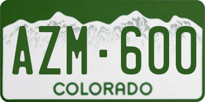 CO license plate AZM600