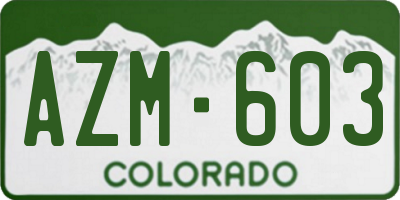 CO license plate AZM603