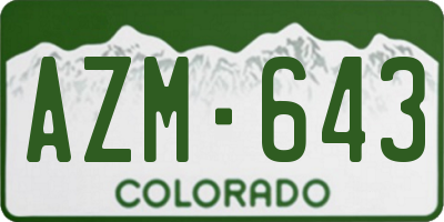 CO license plate AZM643