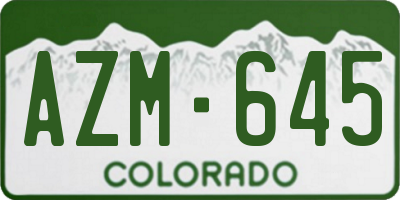 CO license plate AZM645