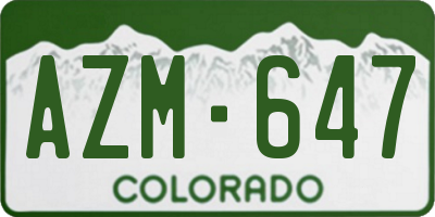 CO license plate AZM647