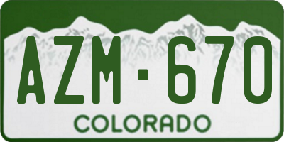 CO license plate AZM670