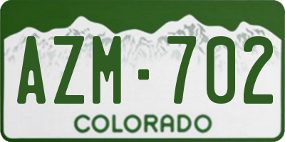 CO license plate AZM702