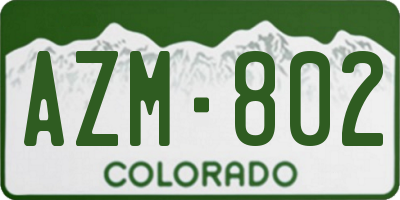 CO license plate AZM802