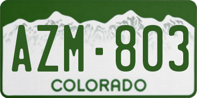 CO license plate AZM803