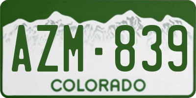 CO license plate AZM839