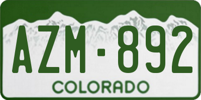 CO license plate AZM892