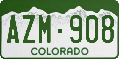 CO license plate AZM908